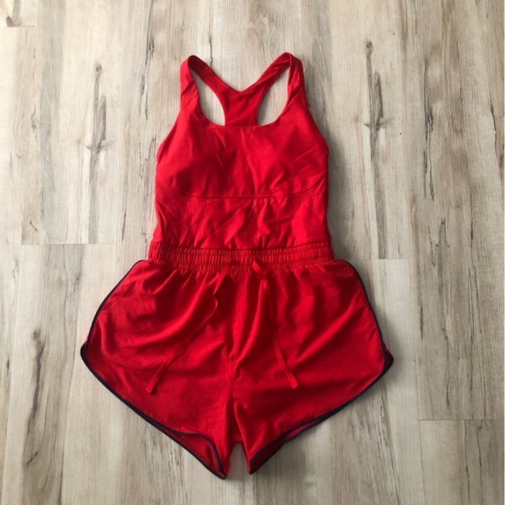 Fabletics Red Racerback Jumpsuit Romper